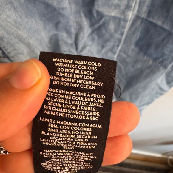 J Brand Shift Dress Mini Denim Blue V-Neck Flower Button Spaghetti Strap Sz S - Picture 7 of 7